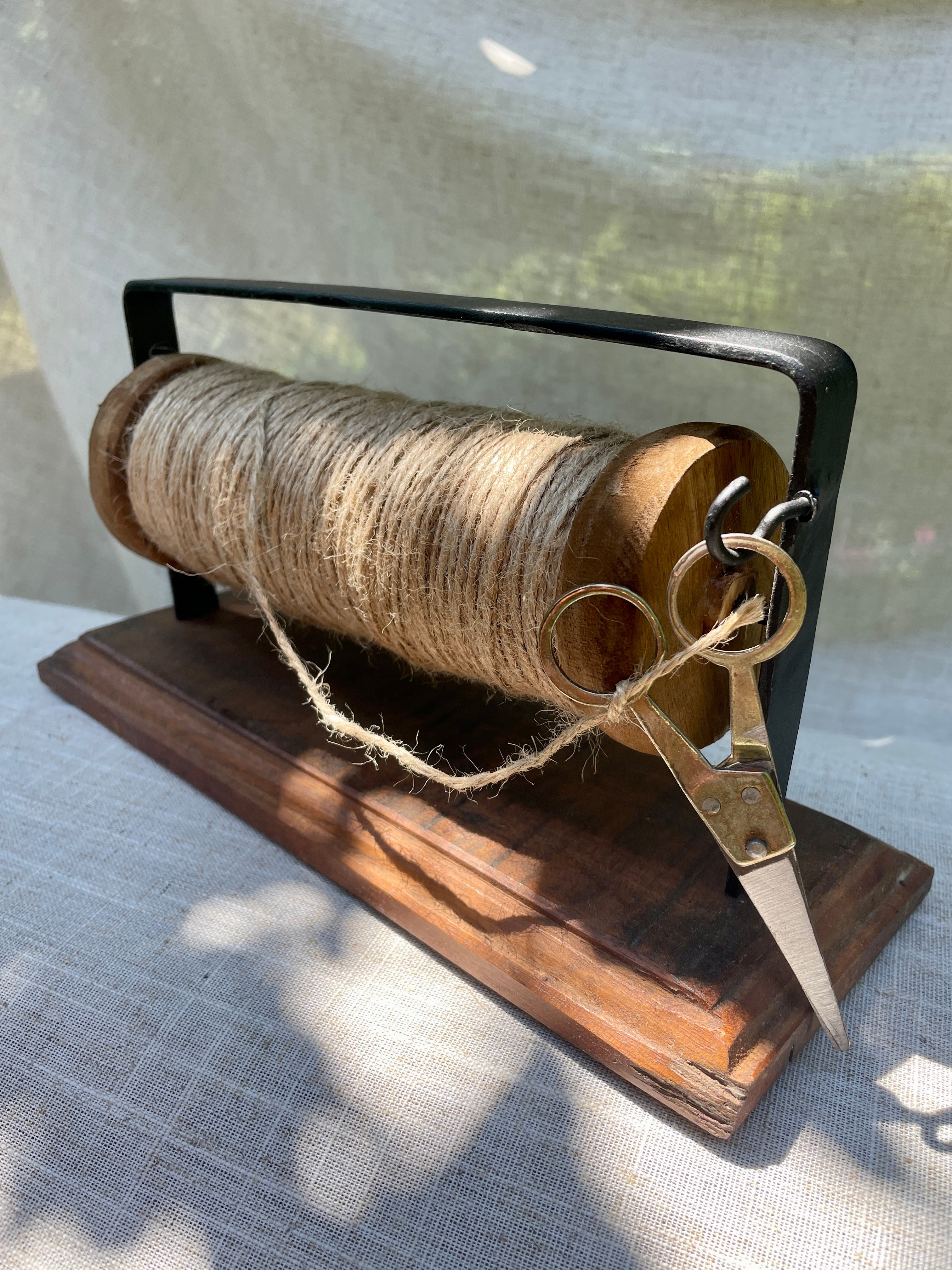 Reclaimed Wood & Metal Stand - Twine with Scissors
