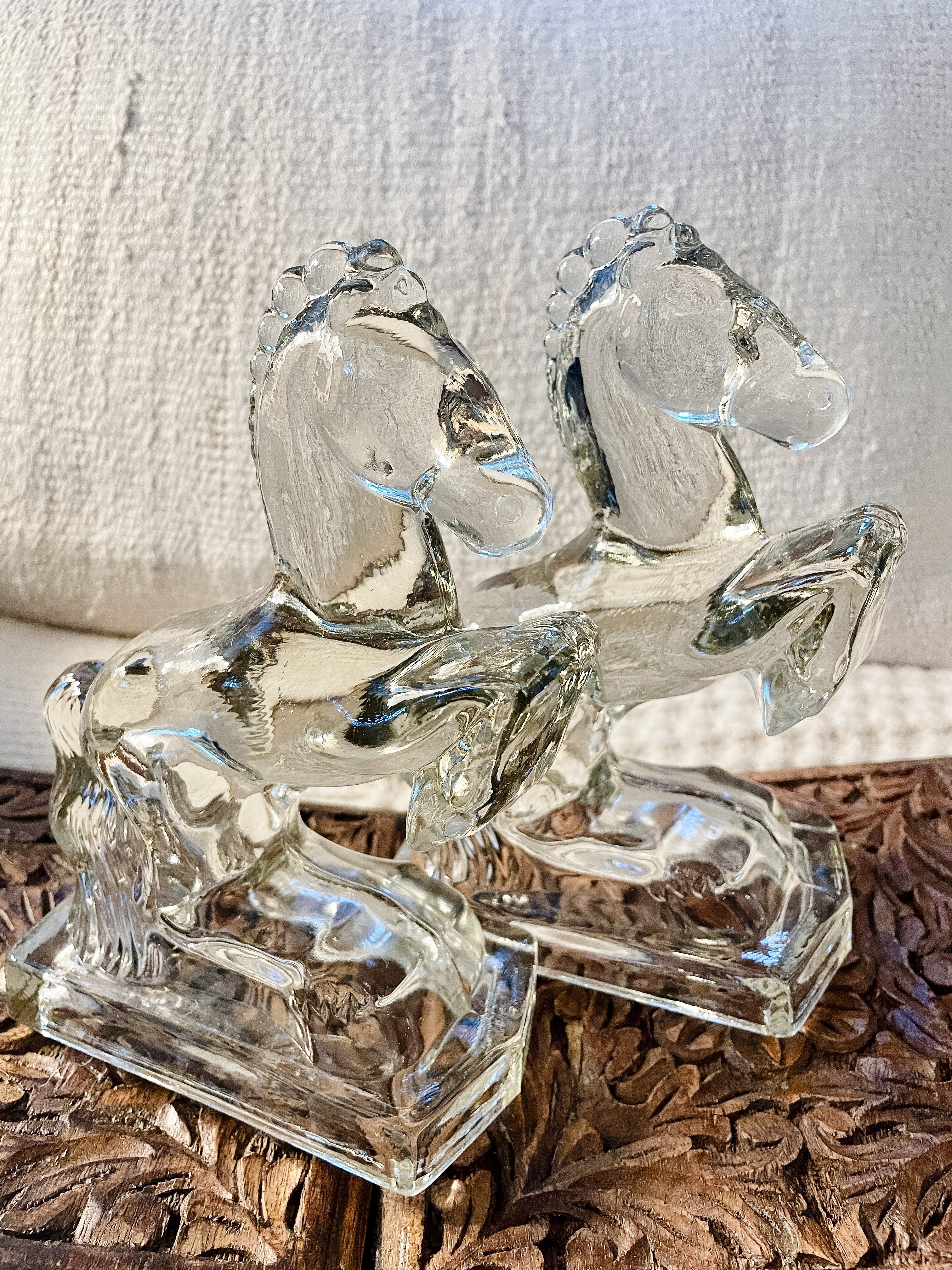 Vintage Glass Horse Statues or Bookends