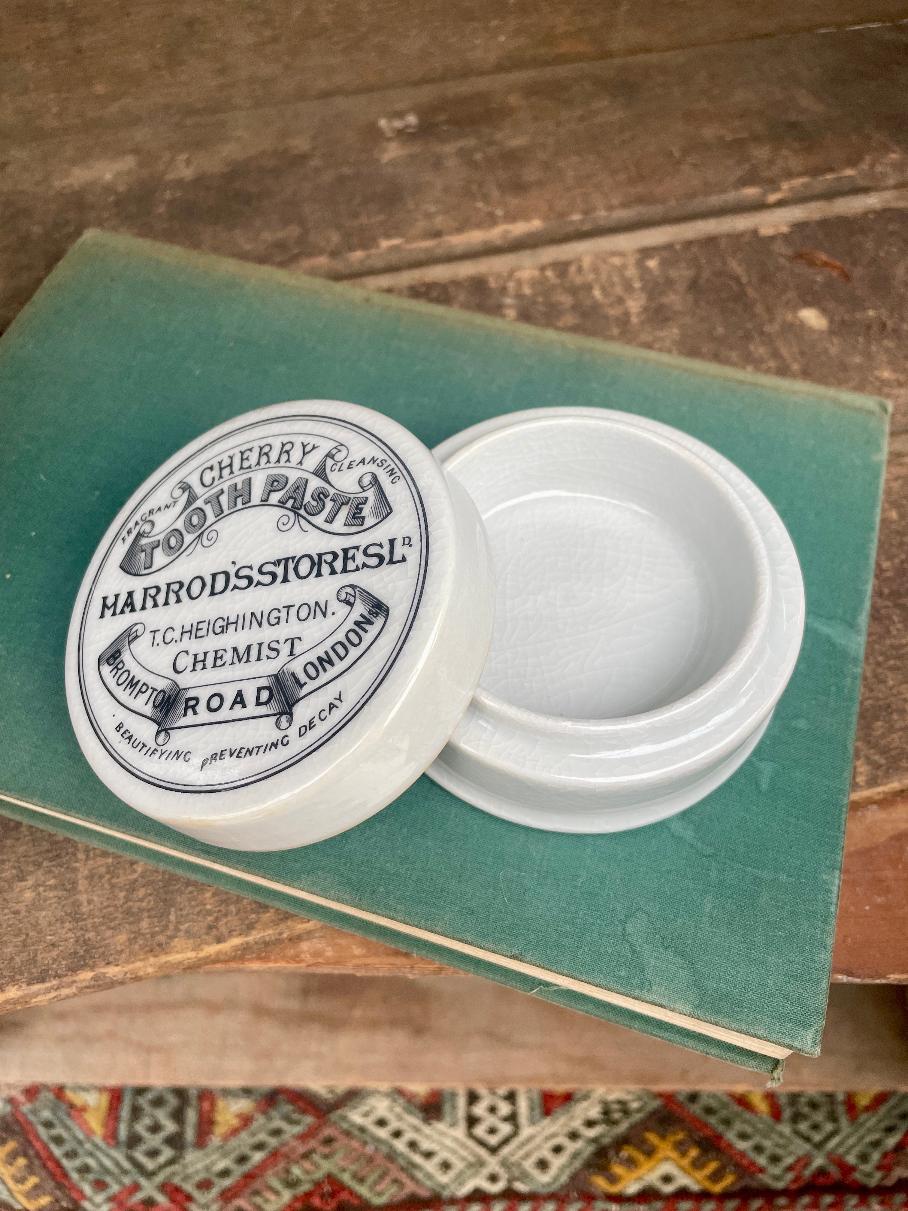Vintage Harrods Store Cherry Toothpaste Pot