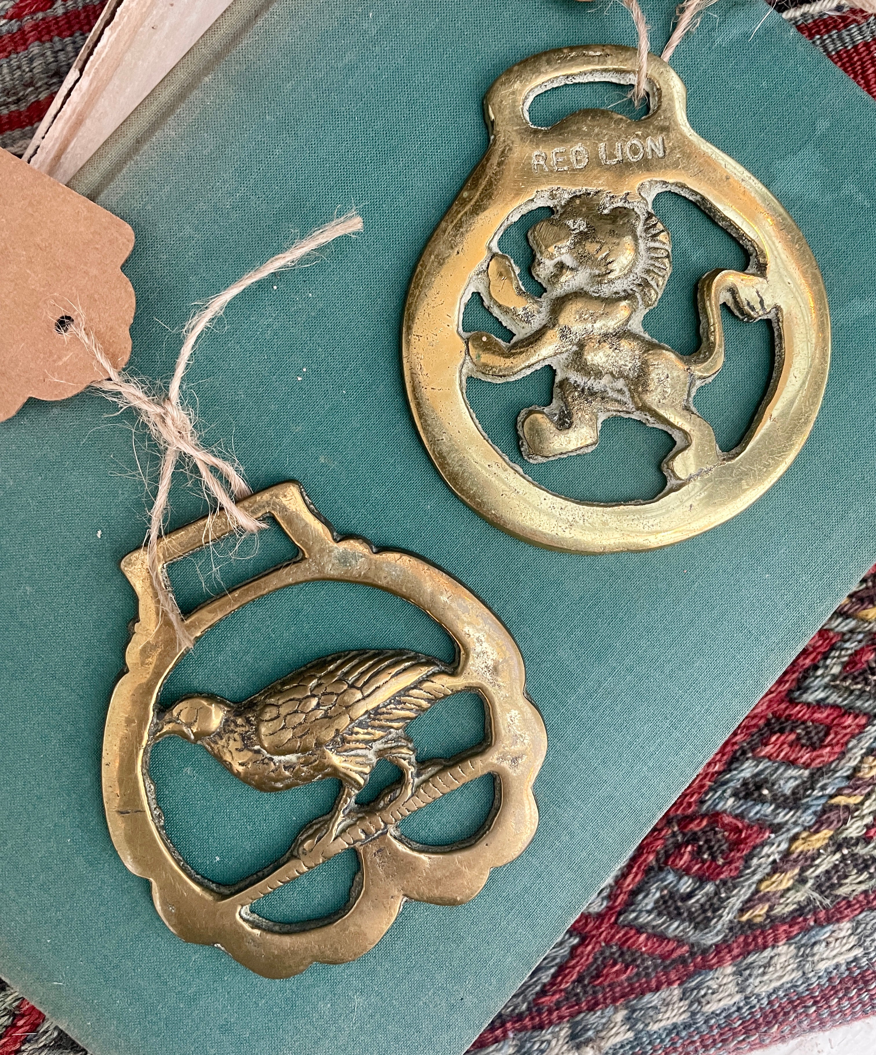 Vintage Brass Horse Medallions