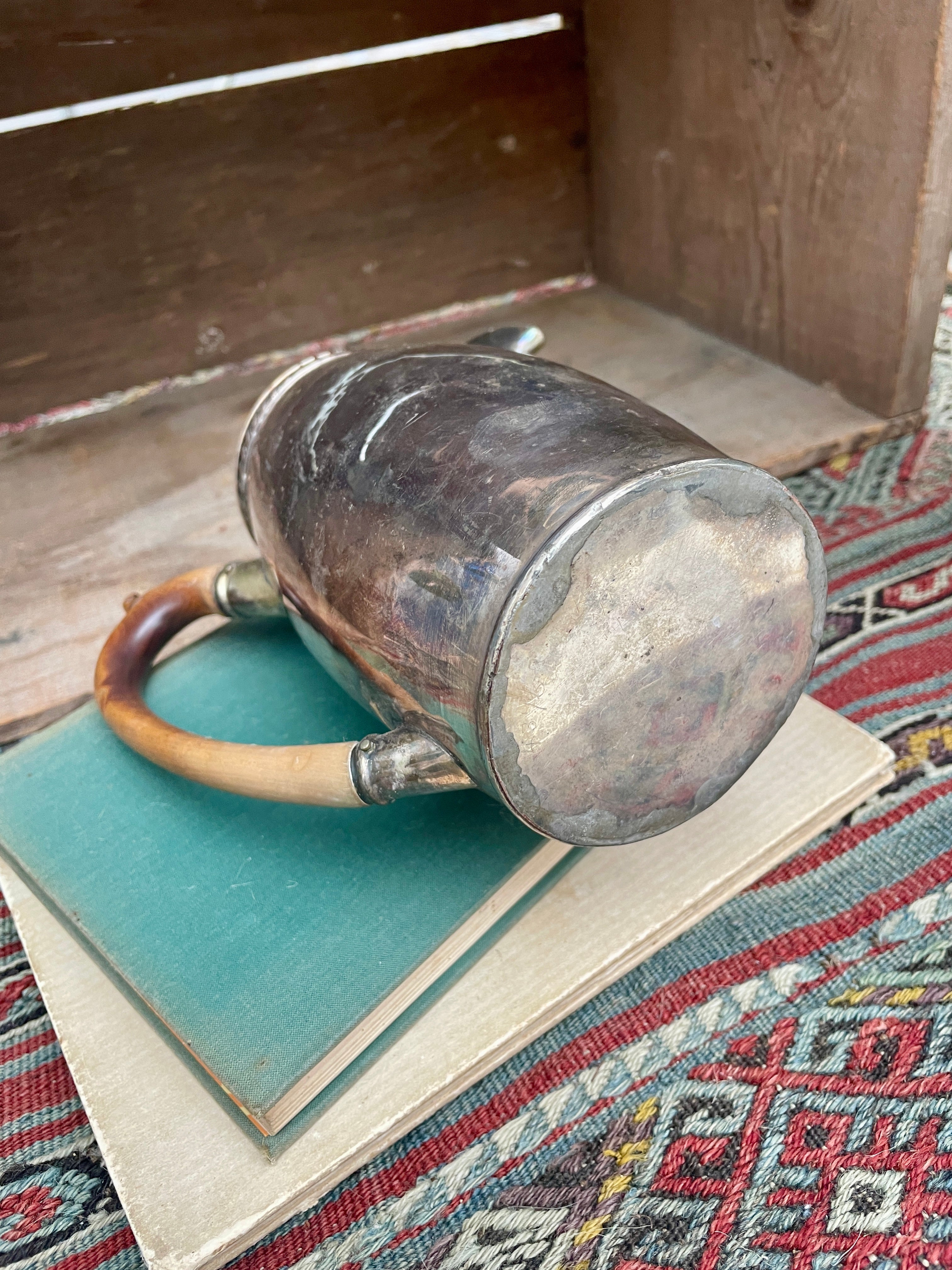 Vintage Coffee Pot with Ornate Wood Handel