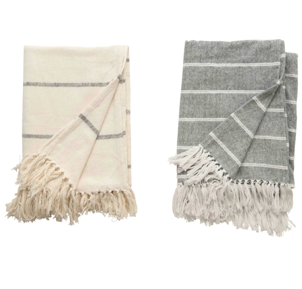 Striped Throw with Fringe