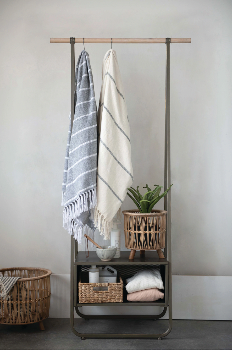 Striped Throw with Fringe