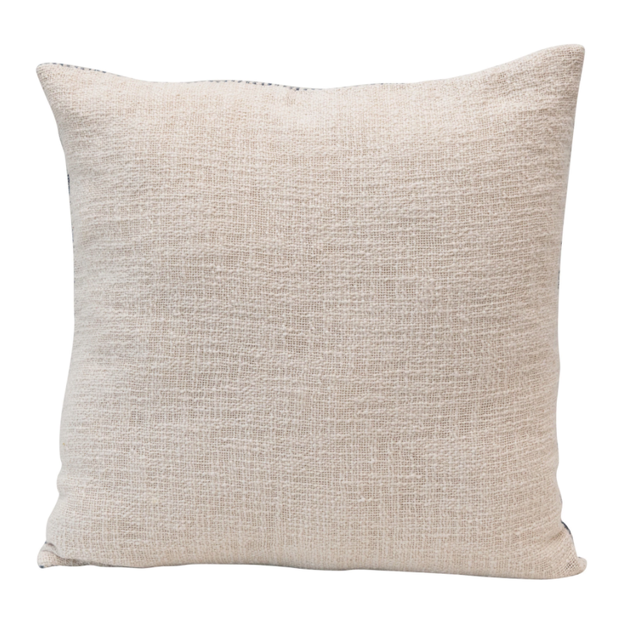 Stonewashed Cotton Blend Slub Pillow with Stripes
