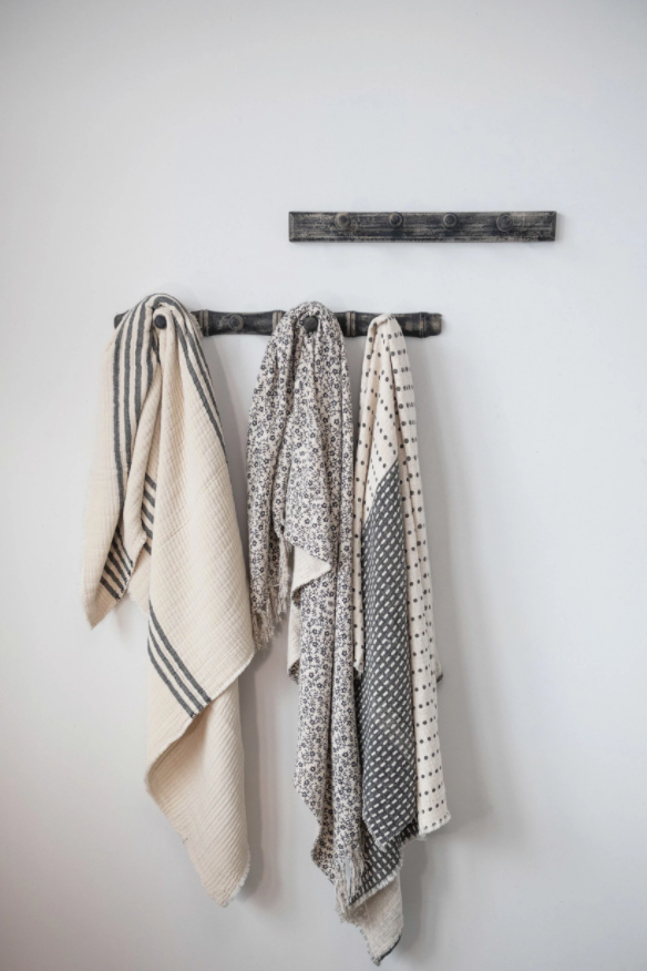 Double Cloth Stitched Throw with Frayed Edges